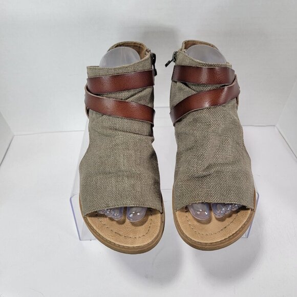 Blowfish Womens 8 Malibu Balla Canvas Micro Wedgepen Toe Gladiator Sandals - Picture 4 of 11